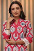 Women Red Ethnic Motifs Printed Cotton Straight Kurta